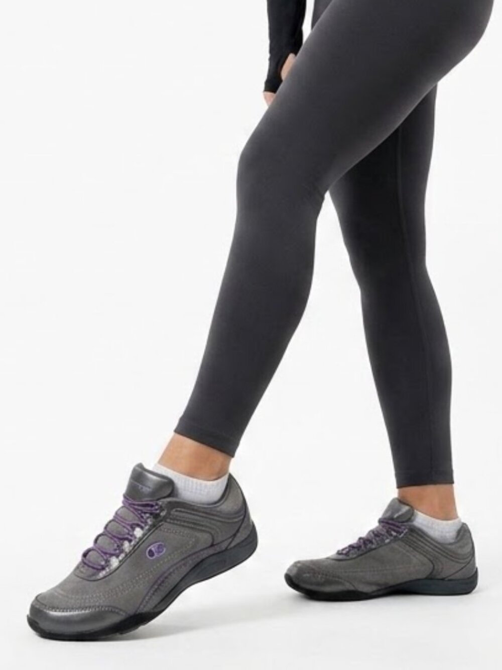 Champion Y2K Gorpcore Metallic Gray Purple Elastic Lace Hiking Sneakers Shoes 9